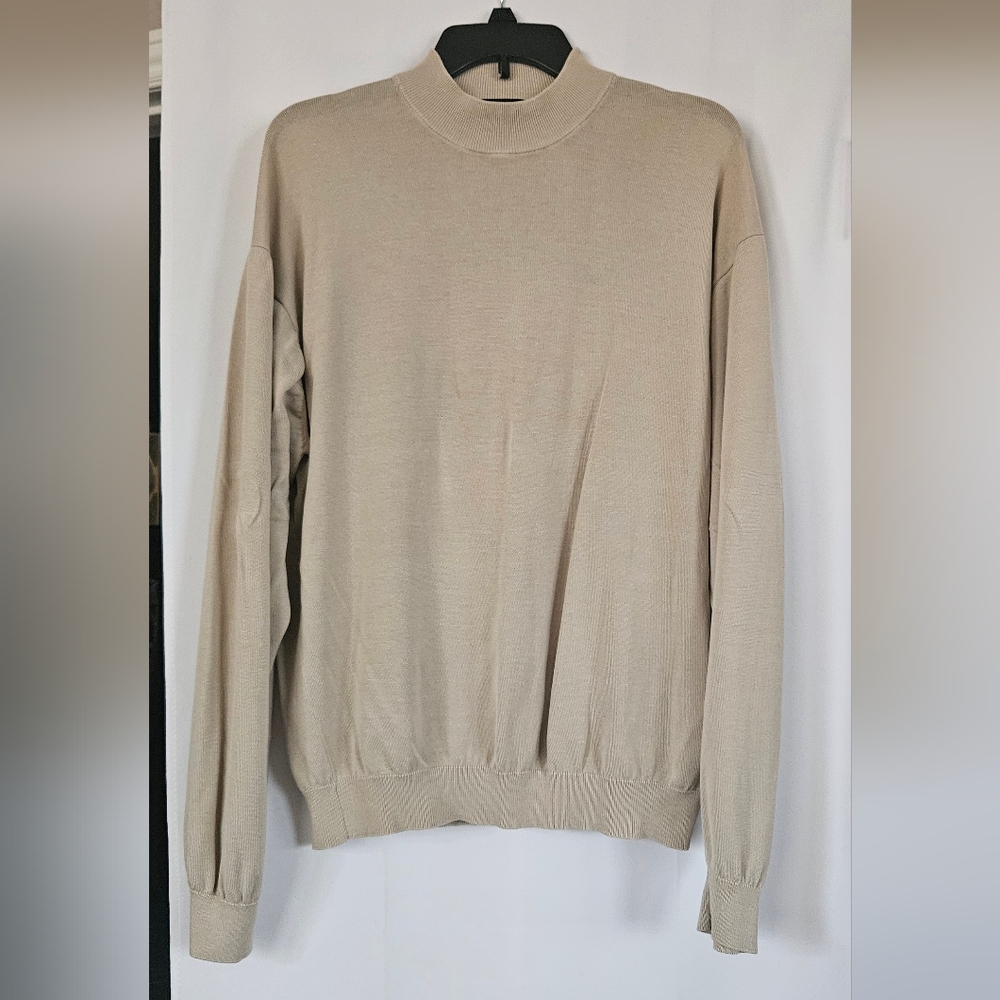Baracuta Mens Long Sleeve Silk Blend Mock Neck Sweater Size XL‎